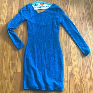 Missoni blue/green form fitting dress. Gorgeous color & rich texture. Full slip.